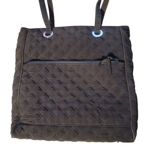 Vera Bradley Espresso‎ Microfiber Satchel Shoulder Bag Floral Lining 13x13x3